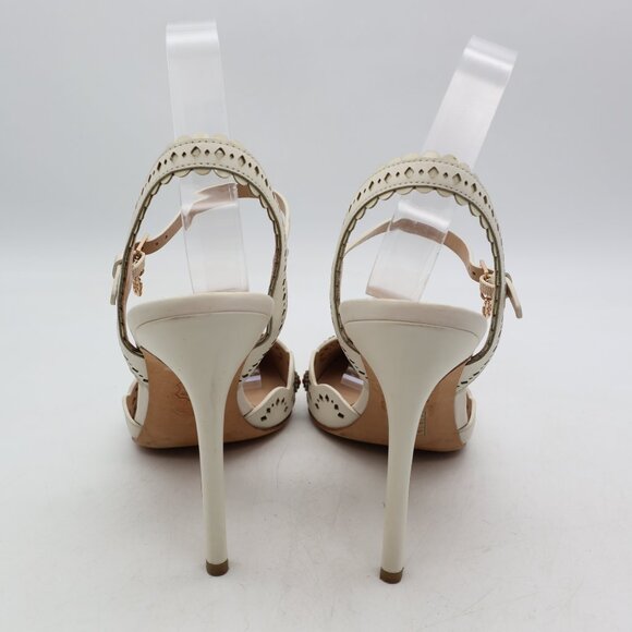 Tory Burch Marguerite Perforated Slingback Heels Women's Size 8.5 Ivory Floral - Picture 5 of 12